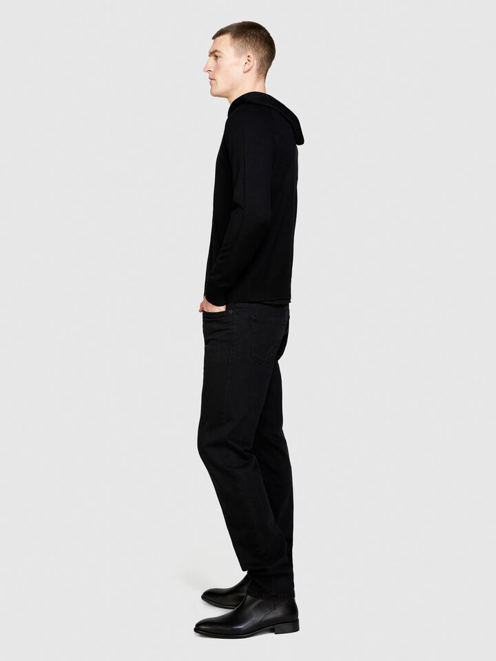 Knit sweatshirt with zip and hood - men's sweatshirts - Black | Sisley image number 2